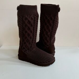 UGG CLASSIC CARDI CABLE KNIT BURNT CEDAR CARDY BOOT US 5